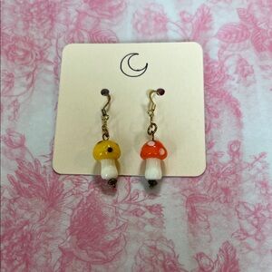 Adorable Yellow & Orange Mushroom Dangle Earrings